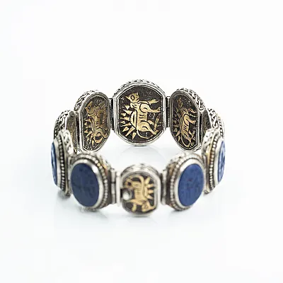 Bratara Afghana ovala lapis lazuli Argint - 3