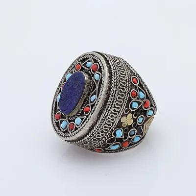 Inel Afghan lapis.lazuli multi pietre Argint - 3