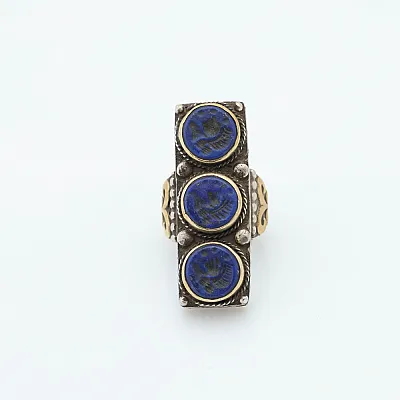 Inel Afghan impletit lapis lazuli Argint - 1