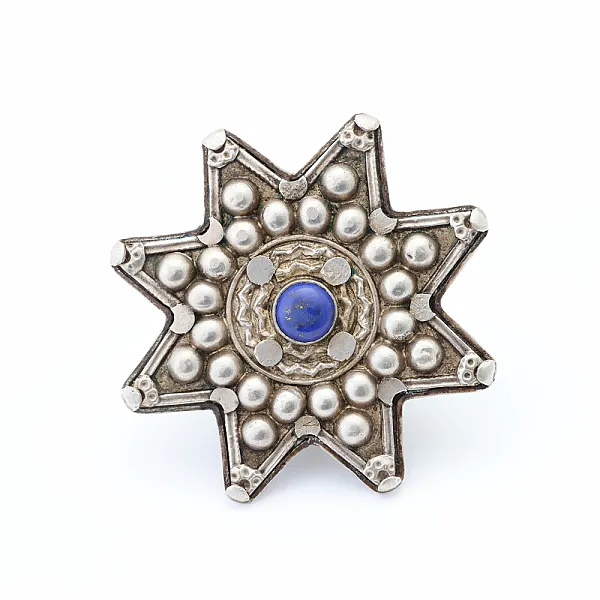 Inel Afghan masiv lapis.lazuli stea Argint