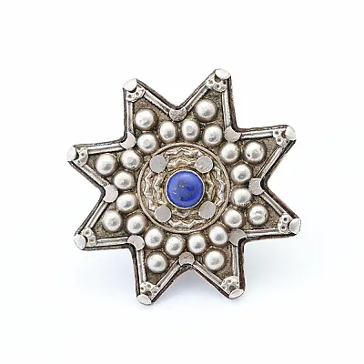 Inel Afghan masiv lapis.lazuli stea Argint - 1