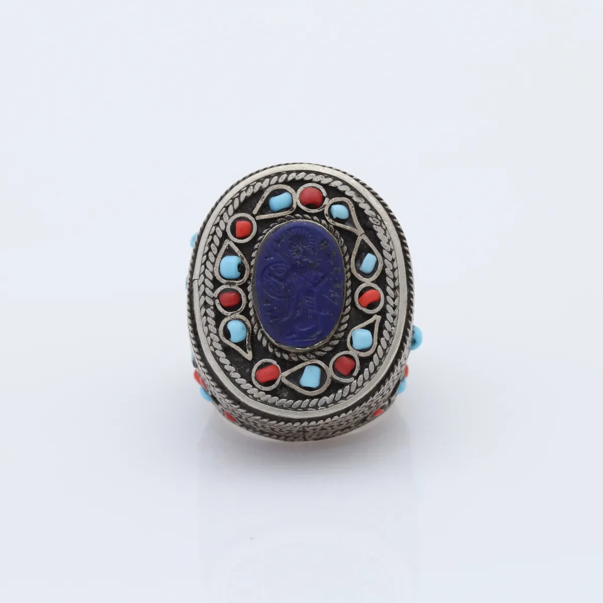 Inel Afghan lapis.lazuli multi pietre Argint
