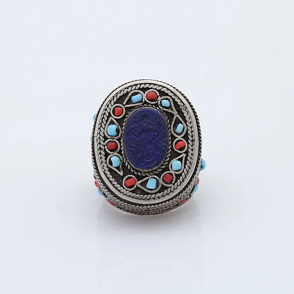 Inel Afghan lapis.lazuli multi pietre Argint