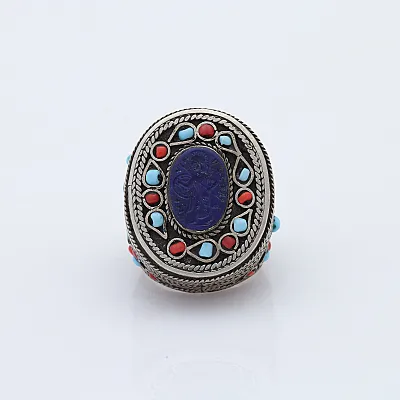 Inel Afghan lapis.lazuli multi pietre Argint - 1