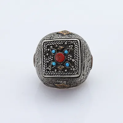 Inel Afghan forma patrata vintage Argint - 1
