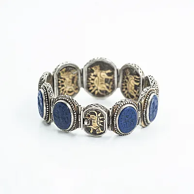 Bratara Afghana ovala lapis lazuli Argint - 2