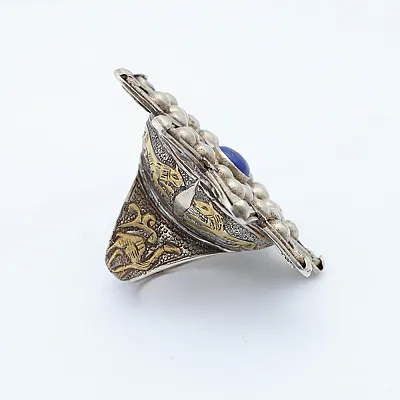 Inel Afghan masiv lapis.lazuli stea Argint - 4