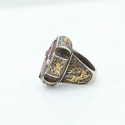 Inel Afghan carneol oval animale Argint - 2