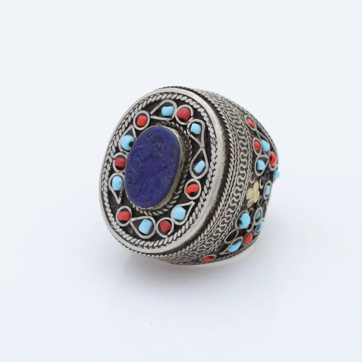 Inel Afghan lapis.lazuli multi pietre Argint