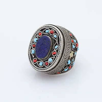 Inel Afghan lapis.lazuli multi pietre Argint - 2