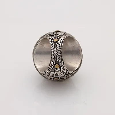 Inel Afghan conic coral cercuri Argint - 4