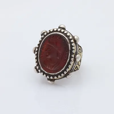 Inel Afghan carneol oval bile Argint - 2