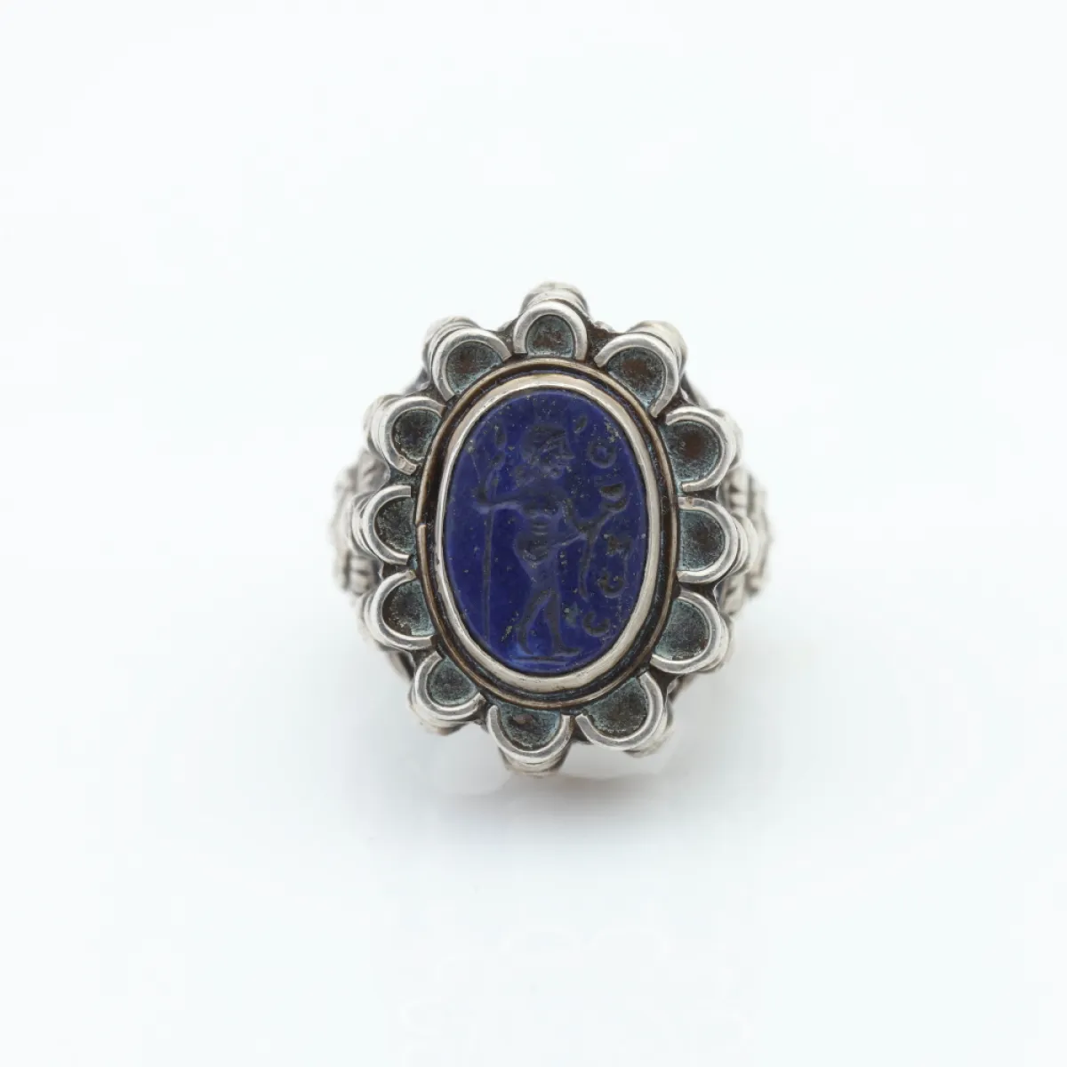 Inel Afghan lapis lazuli floare Argint