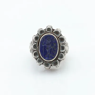 Inel Afghan lapis lazuli floare Argint - 1