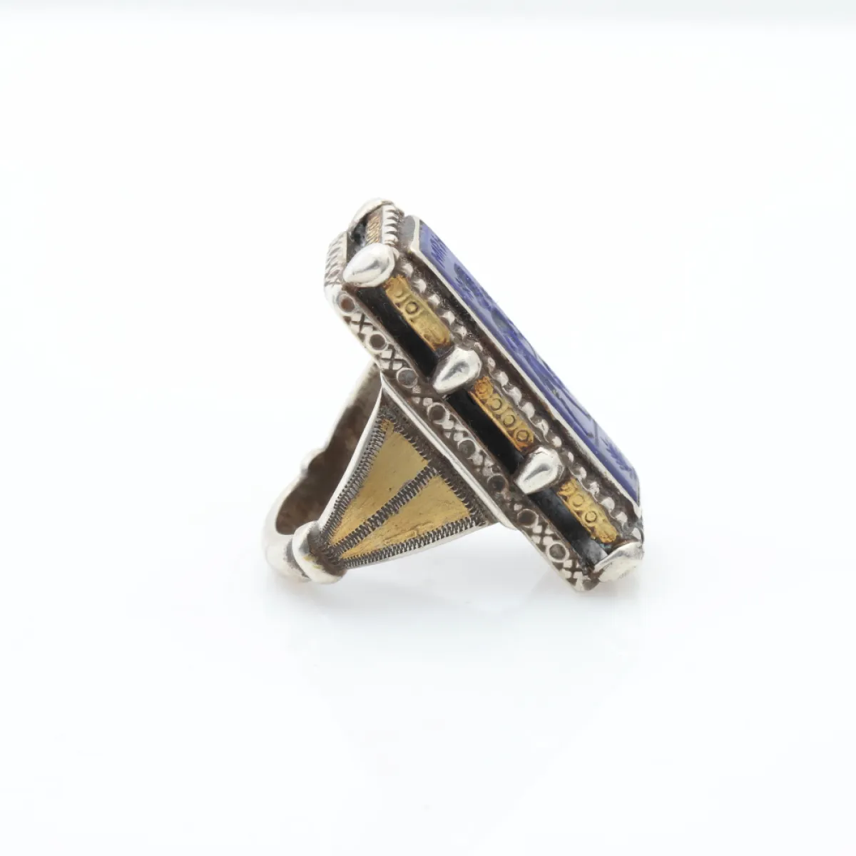 Inel Afghan piatra lapis.lazuli dreptunghiulara Argint