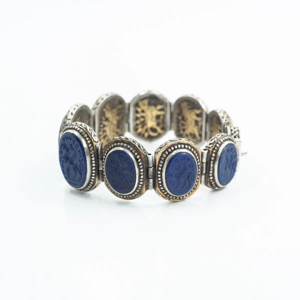 Bratara Afghana ovala lapis lazuli Argint