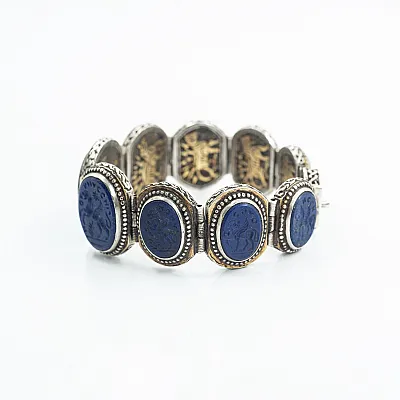 Bratara Afghana ovala lapis lazuli Argint - 1