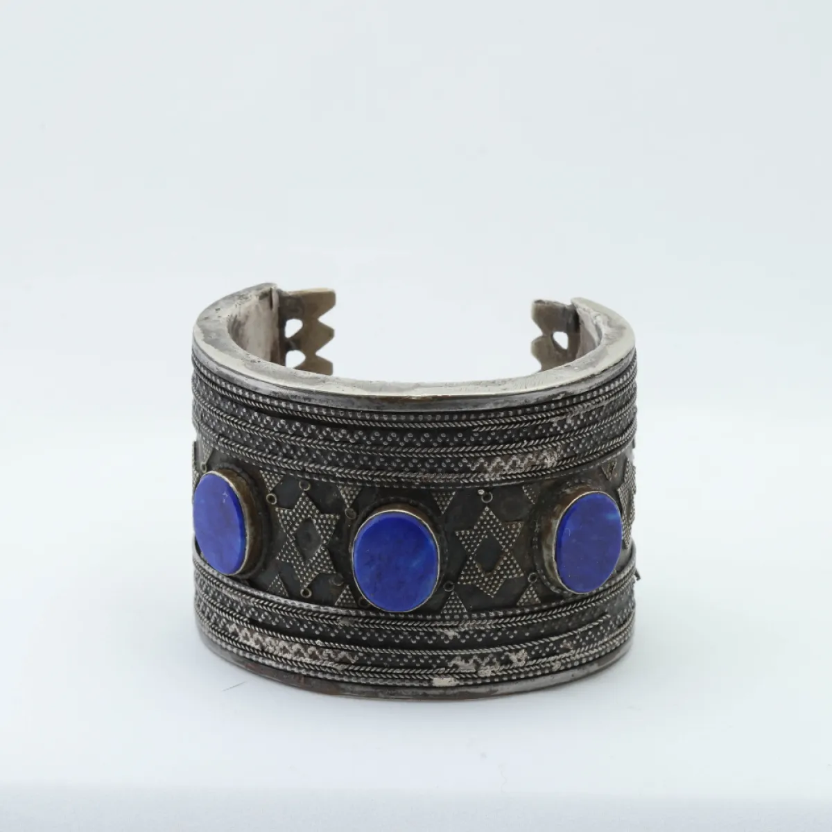 Bratara fixa Afghana lapis.lazuli romburi Argint