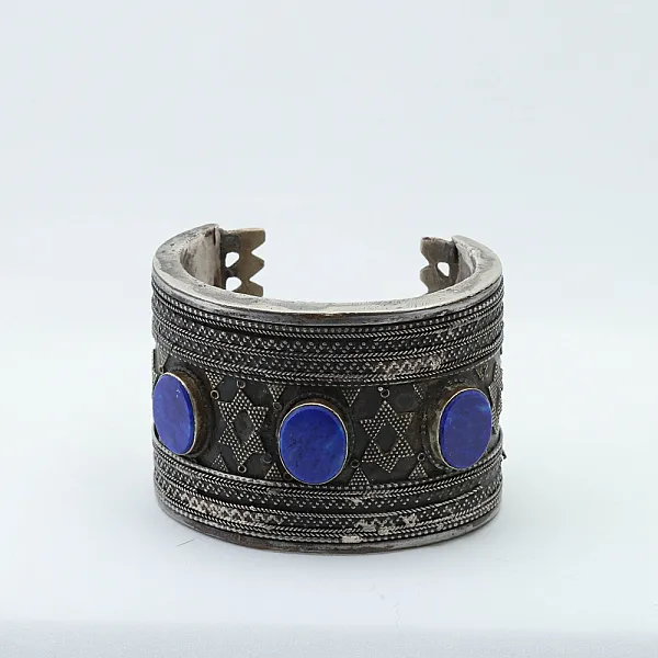 Bratara fixa Afghana lapis.lazuli romburi Argint