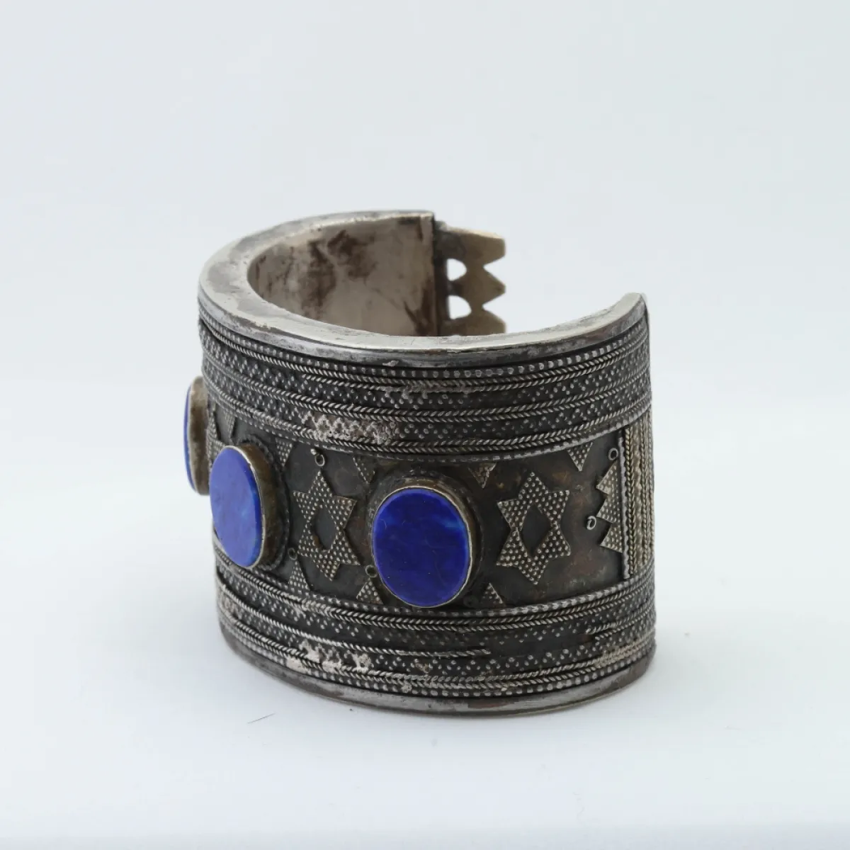 Bratara fixa Afghana lapis.lazuli romburi Argint