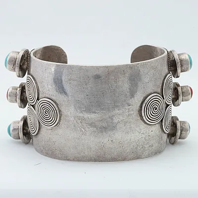 Bratara fixa spirale turcoaze corale Argint - 1