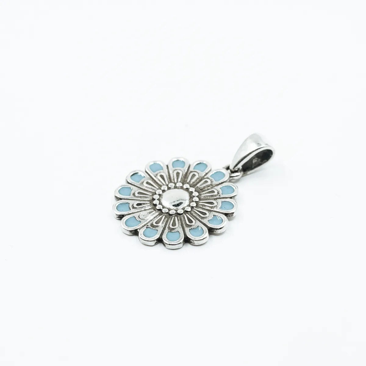 Pandantiv floare margareta bleu Argint