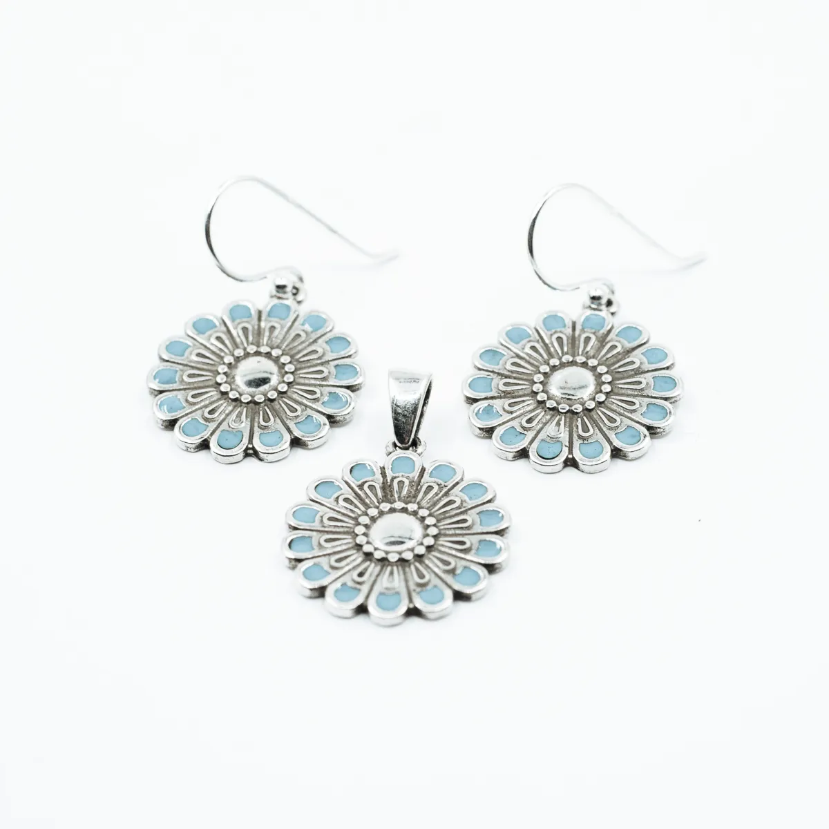 Pandantiv floare margareta bleu Argint