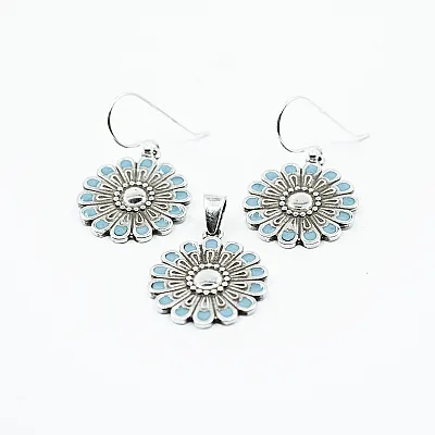 Pandantiv floare margareta bleu Argint - 4