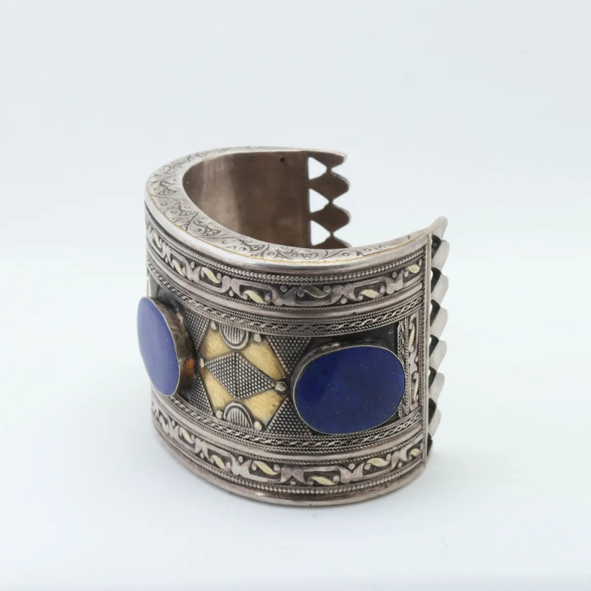 Bratara fixa Afgana lapis.lazuli broderie Argint
