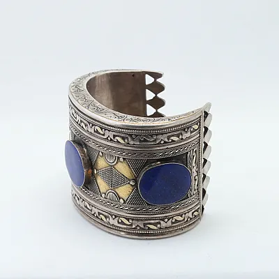 Bratara fixa Afgana lapis.lazuli broderie Argint - 2
