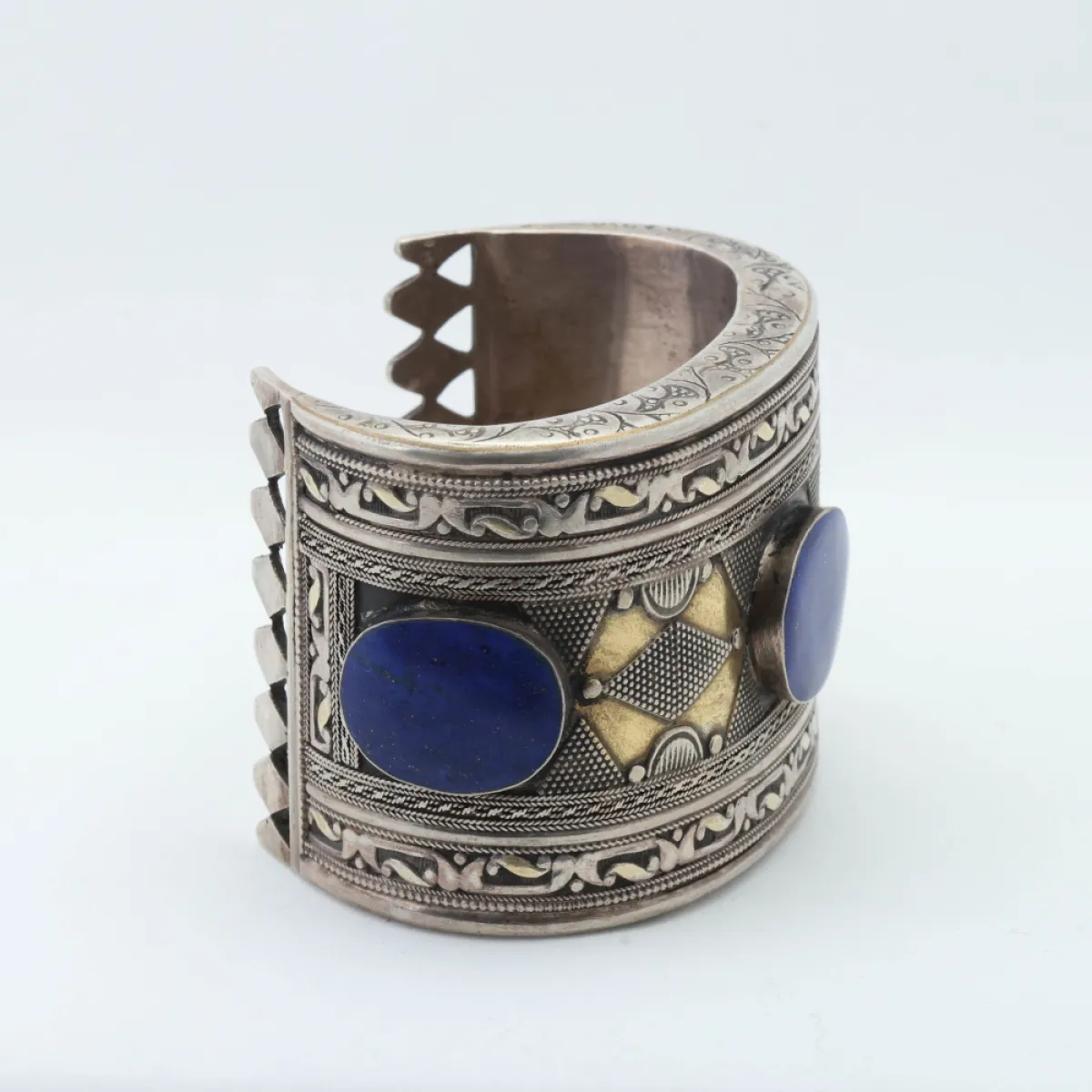 Bratara fixa Afgana lapis.lazuli broderie Argint