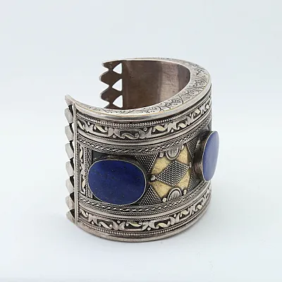 Bratara fixa Afgana lapis.lazuli broderie Argint - 3