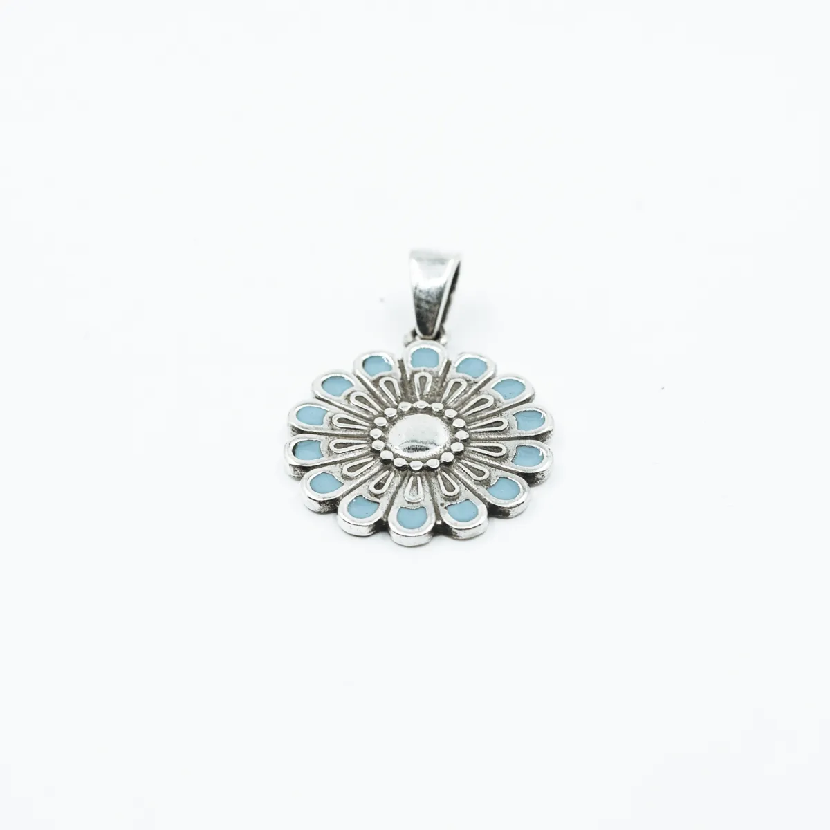Pandantiv floare margareta bleu Argint