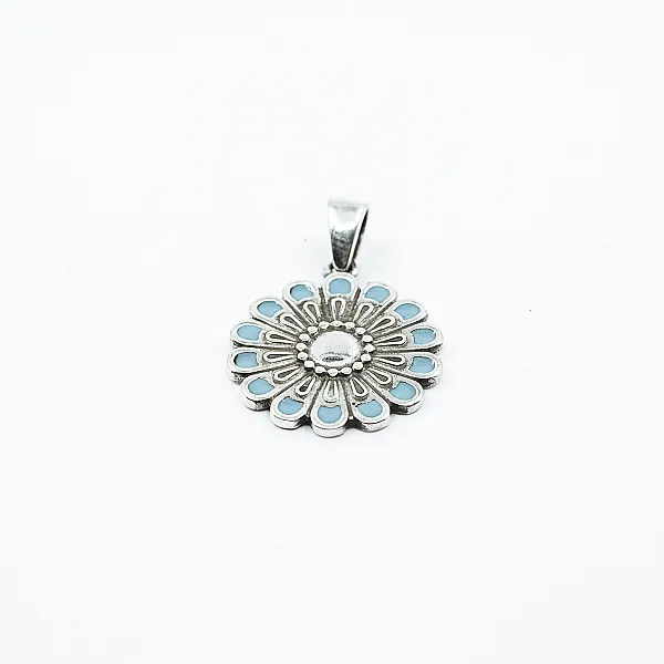 Pandantiv floare margareta bleu Argint