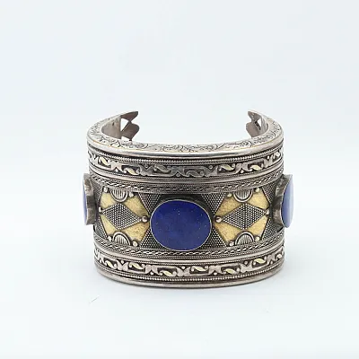 Bratara fixa Afgana lapis.lazuli broderie Argint - 1