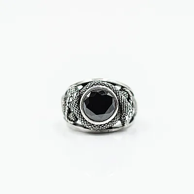 Inel rotund sarpe c.z negru Argint - 1