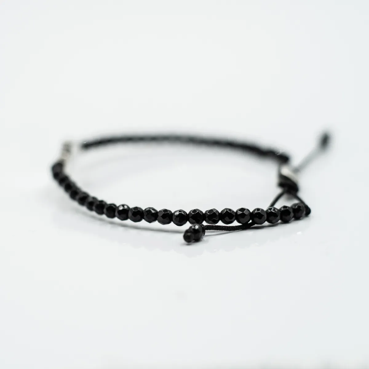 Bratara textila onix cruce simpla.L Argint