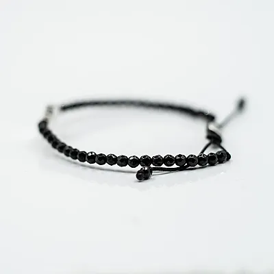 Bratara textila onix cruce simpla.L Argint - 4