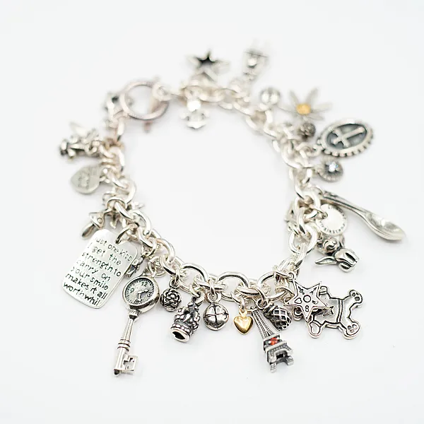 Bratara flexibila multi charms ursulet Argint