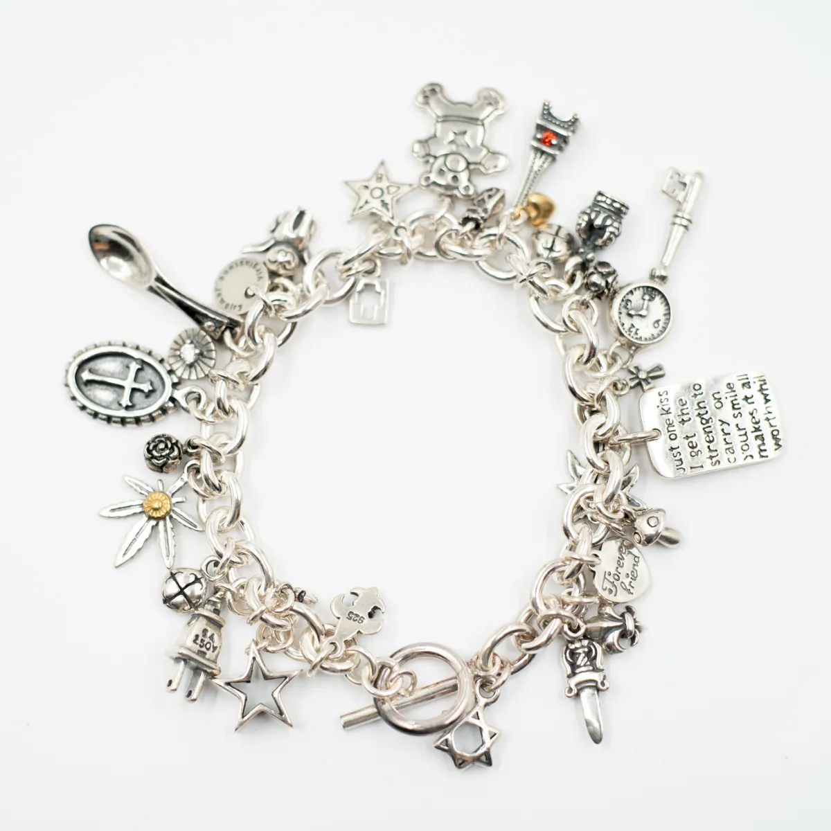 Bratara flexibila multi charms ursulet Argint