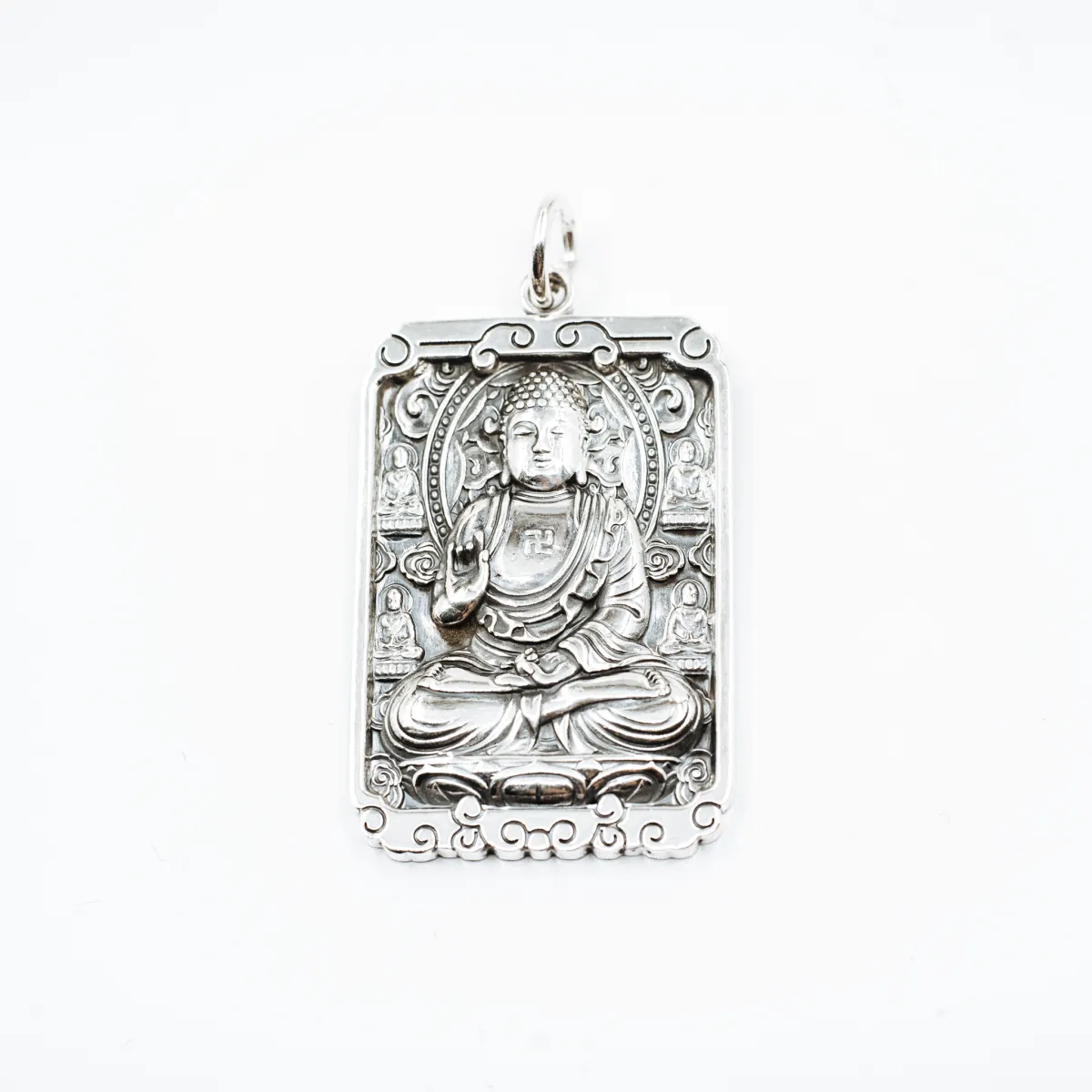 Pandantiv placuta Buddha mantra Argint