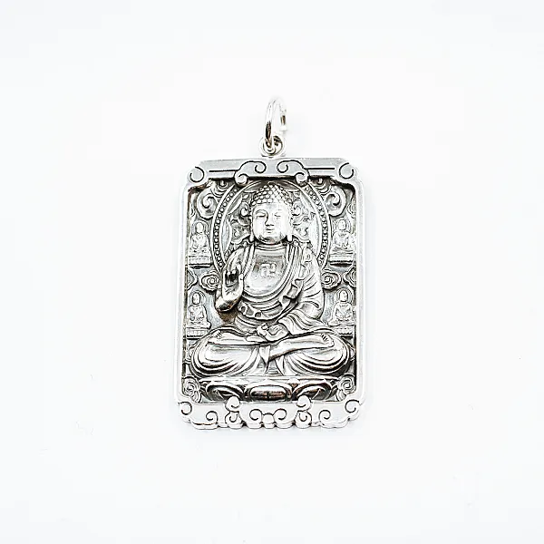 Pandantiv placuta Buddha mantra Argint
