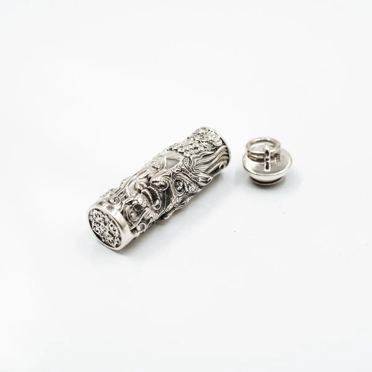 Pandantiv caseta cilindru Buddha-Gigant Argint