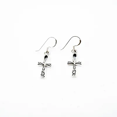 Cercei lungi cruce Ankh model Argint - 1
