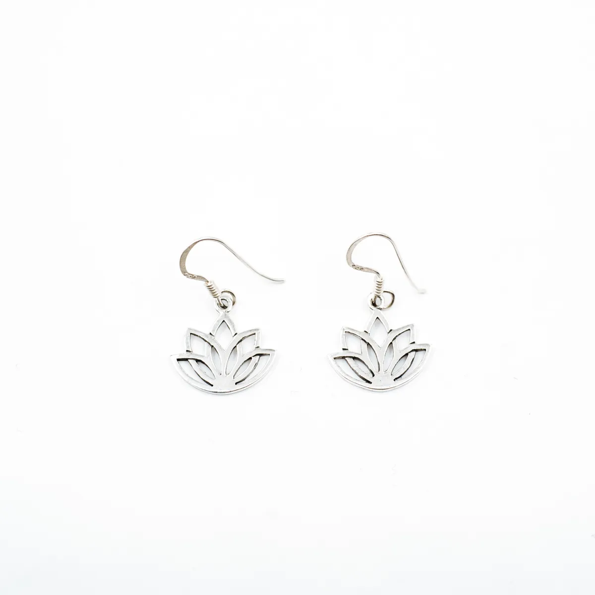 Cercei lungi floare de lotus m Argint