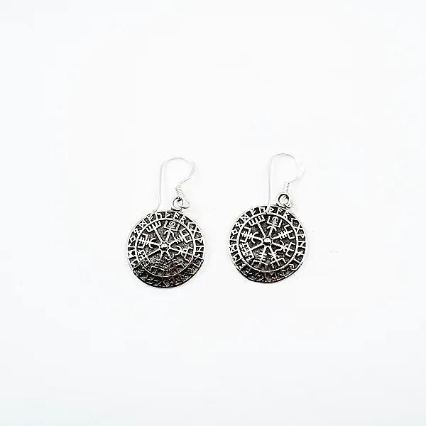 Cercei lungi simbol Vegvisir rune Argint