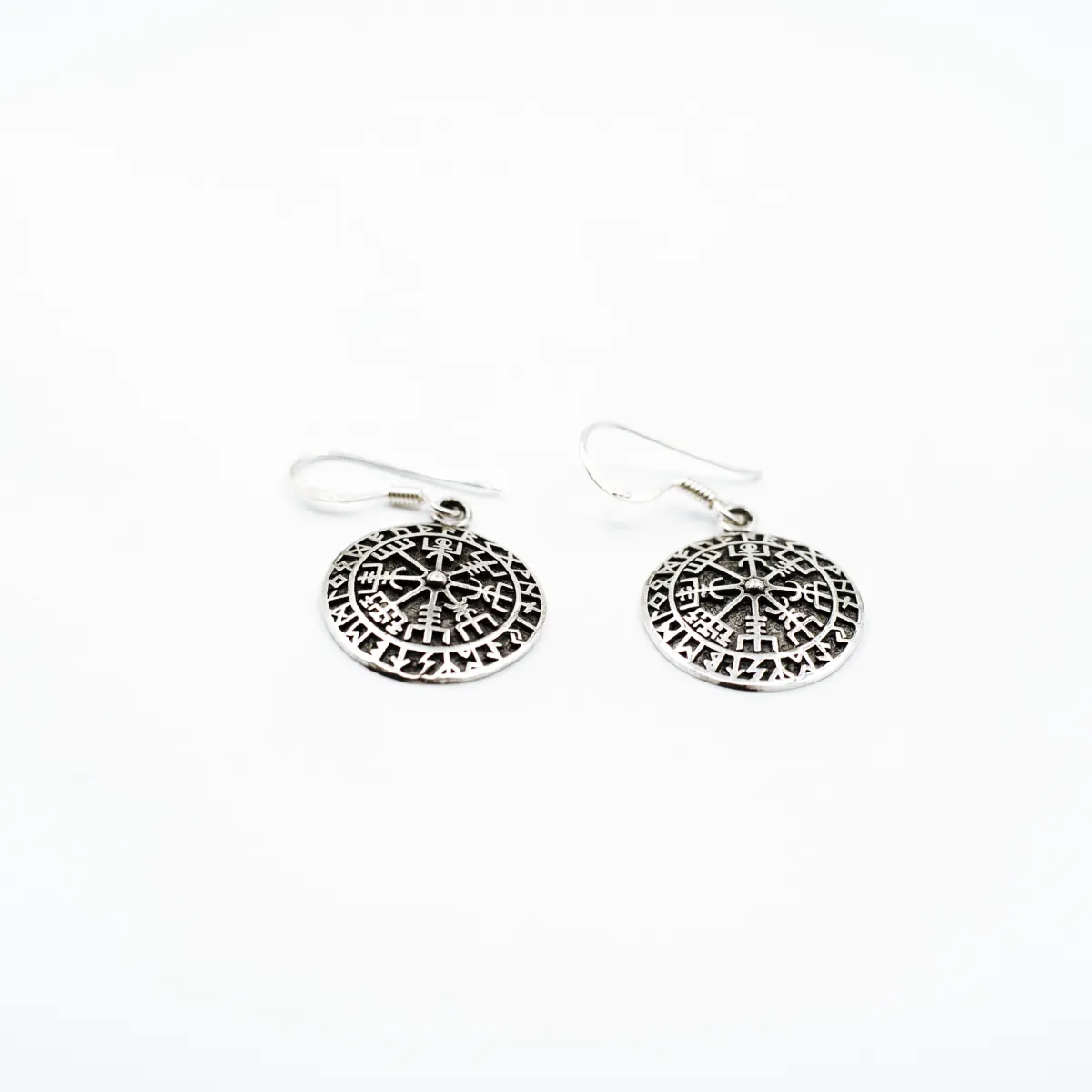 Cercei lungi simbol Vegvisir rune Argint
