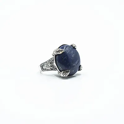 Inel rotund serpi lapis lazuli Argint - 6