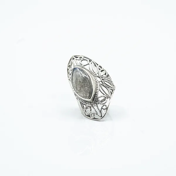 Inel lung broderie labradorite Argint