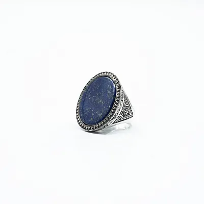 Inel oval model lapis lazuli Argint - 2